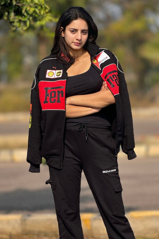 Black Ferrari F1 Vintage Racing jacket at vintage Drip