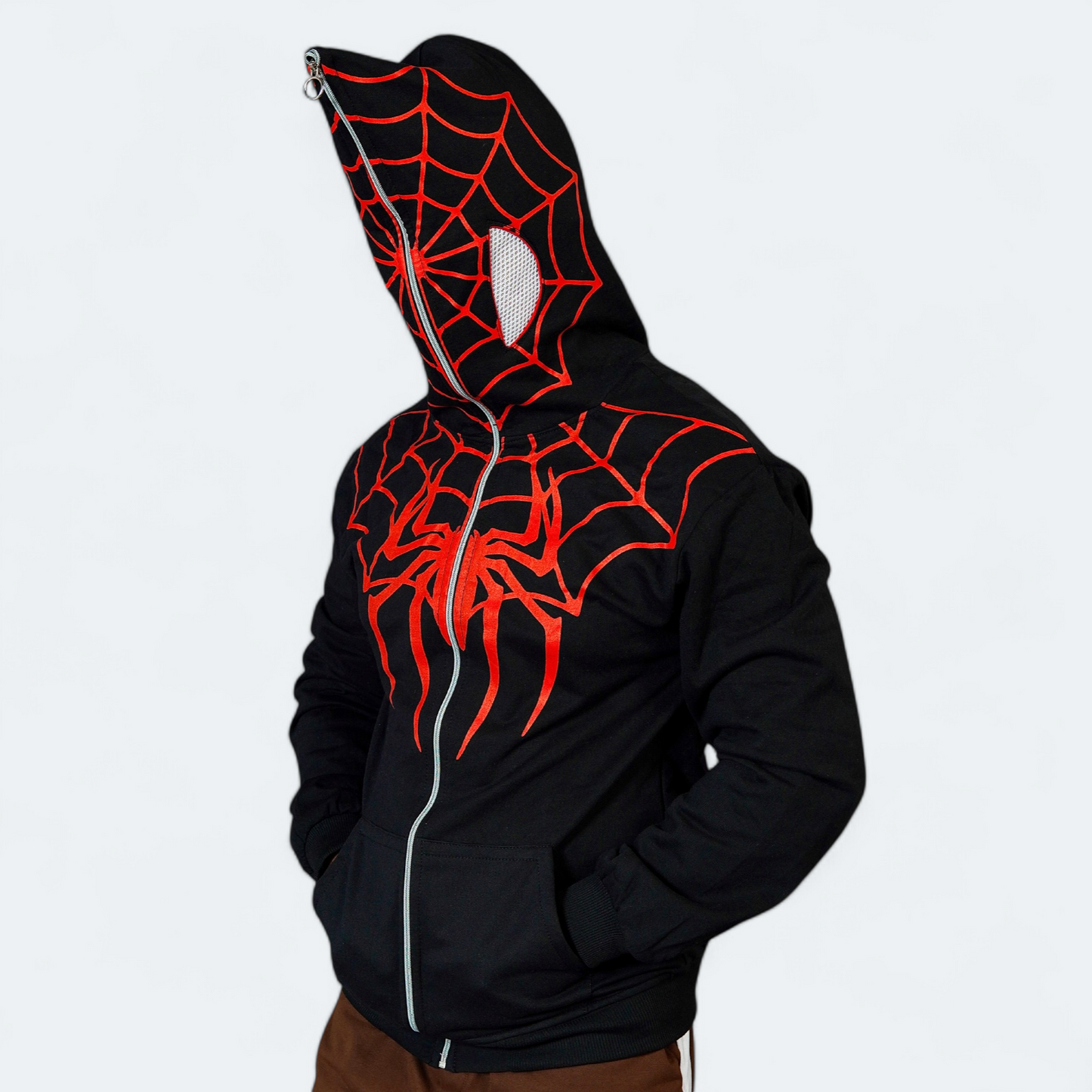 Black Spiderman Hoodie Full Zip Up Athletic Fit Fan Gear