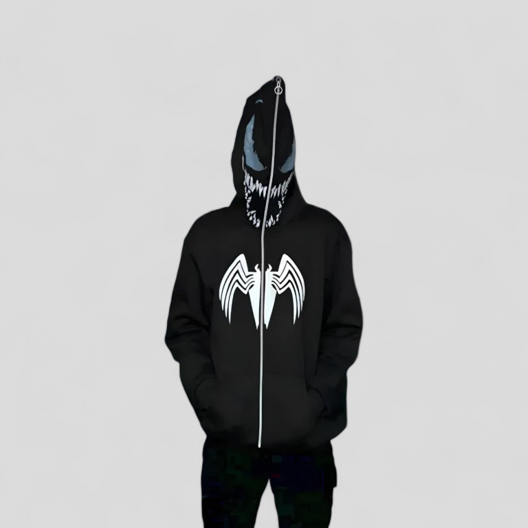 Black spiderman hoodie full zip